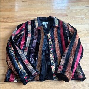 Coldwater Creek Multicolor Striped Velvet Jacket